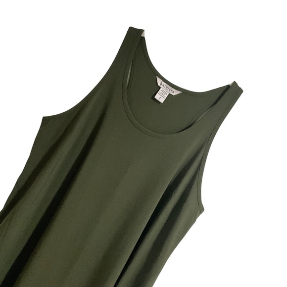 Athleta Olive Flowy Racerback Midi Tank Dress Women Size S Soft Stretch Pockets - Picture 2 of 10